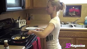 Tastey Plane Chested Ash-blonde Emi Clear Cooks Something For You Nude!